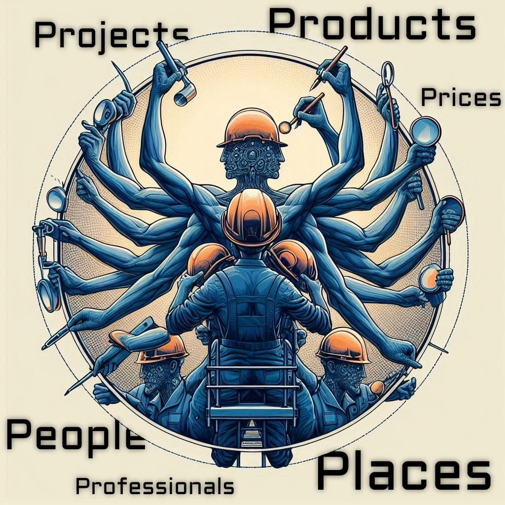 Construction professionals reviewing building blueprints while wearing safety gear